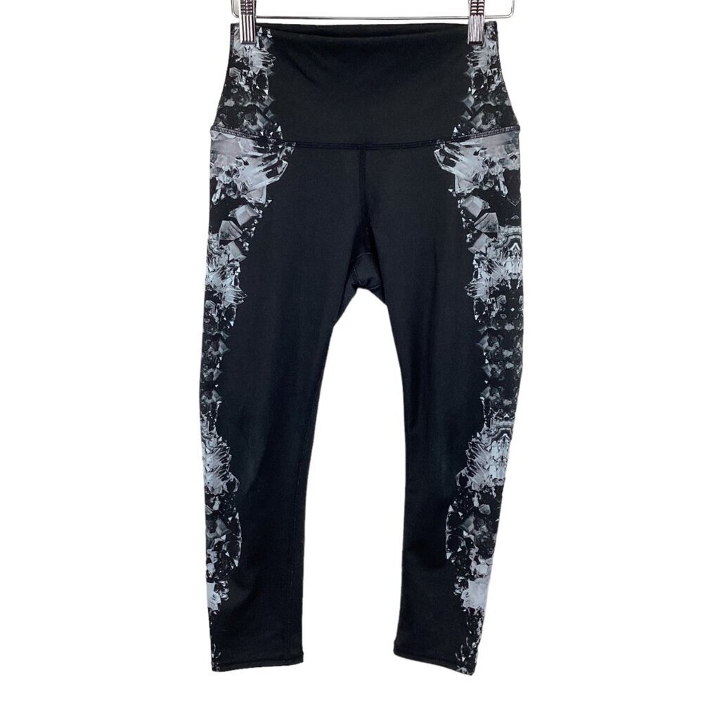 Alo Women's High-Waist Black &‎ White Crystal Print Leggings Size XS Xsmall